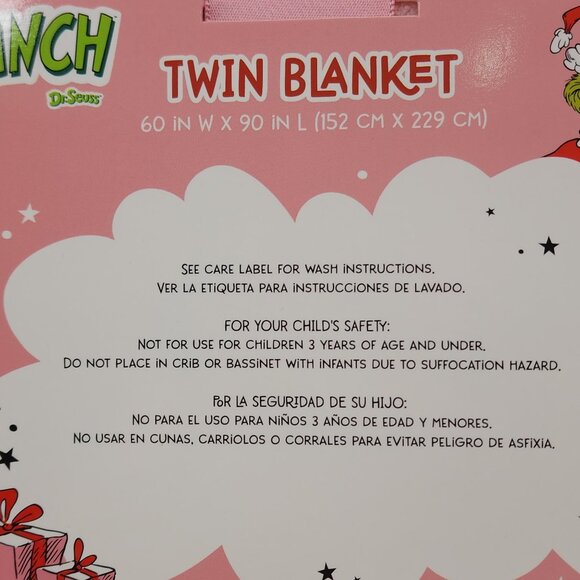 Dr. Seuss The Grinch Oversized Plush Throw Blanket 60X90" Twin Christmas Holiday - Picture 4 of 11